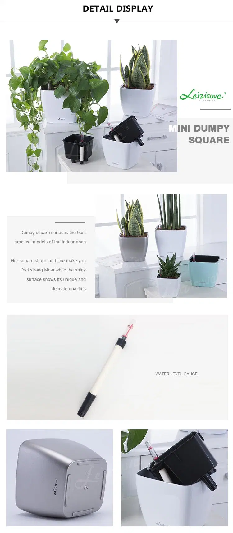 New Design Office Ornamental White Square Flower Tree Grow Pot for Desktop Decoration Flower Pot Planter for Herbs Cactus (HG-3701-4)