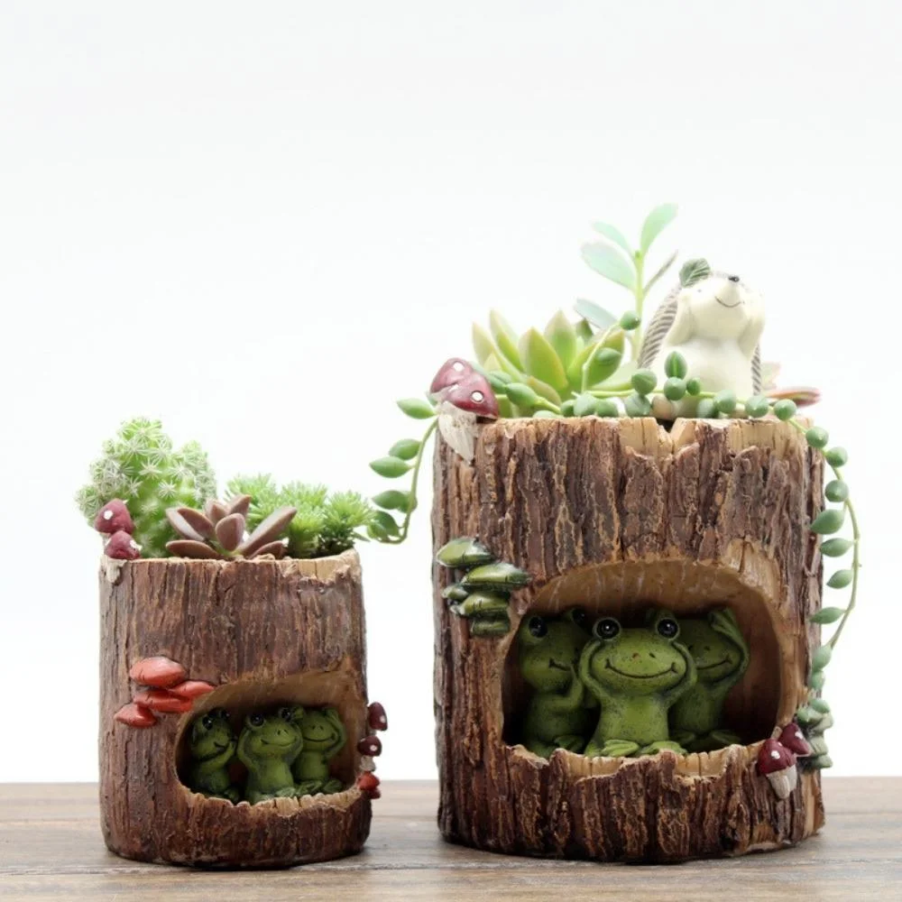 Garden Planting Tools Cute Animal Plant Pot Mini Round Succulent Pot Hedgehog Themed Decorative Micro Animals Landscape Style Wyz20501