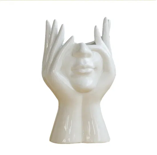 Vaso de anjo de cimento personalizado vaso de planta com cabeça de rosto de anjo