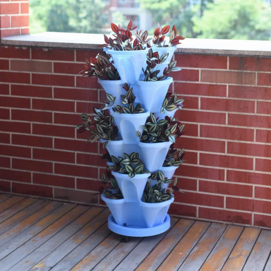 Potenciômetro vegetal PP vegetal da flor da torre empilhável 3D do plantio vertical