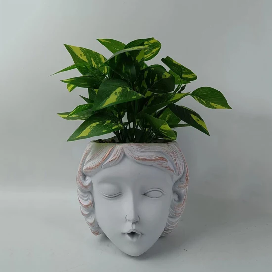 Personalizado estilo nórdico casa decorativa cimento rosto humano estatueta cabeça planta pote desktop decoração plantador vasos de flores