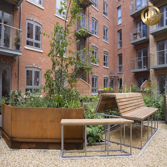 Plantador decorativo de jardim e casa em aço Corten de alta qualidade